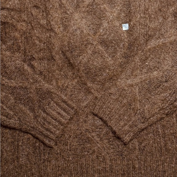 Express Wool Cable Knit Turtleneck Sweater Brown XL - Picture 11 of 13